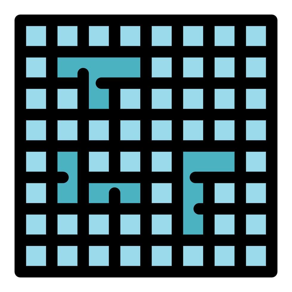 Solving logical board game with blue path on grid background vector