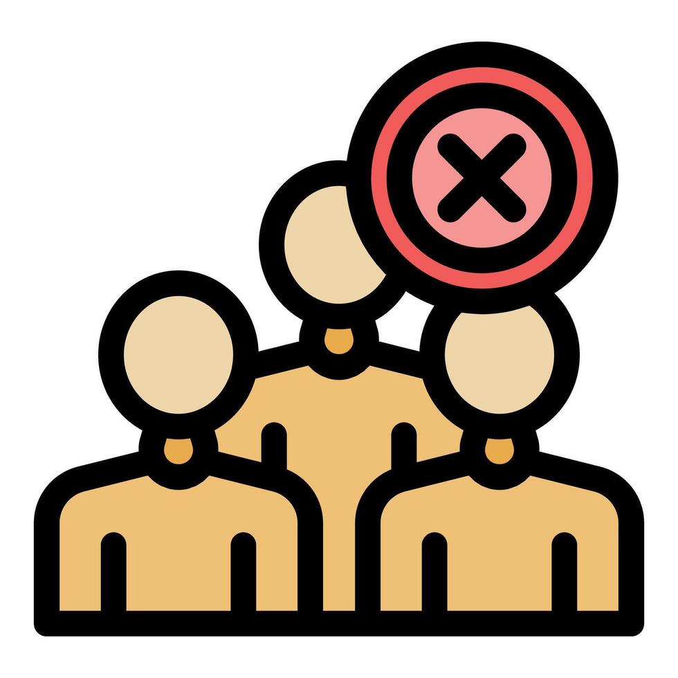 Team dismissal, red cross signifying removal of employees from group vector
