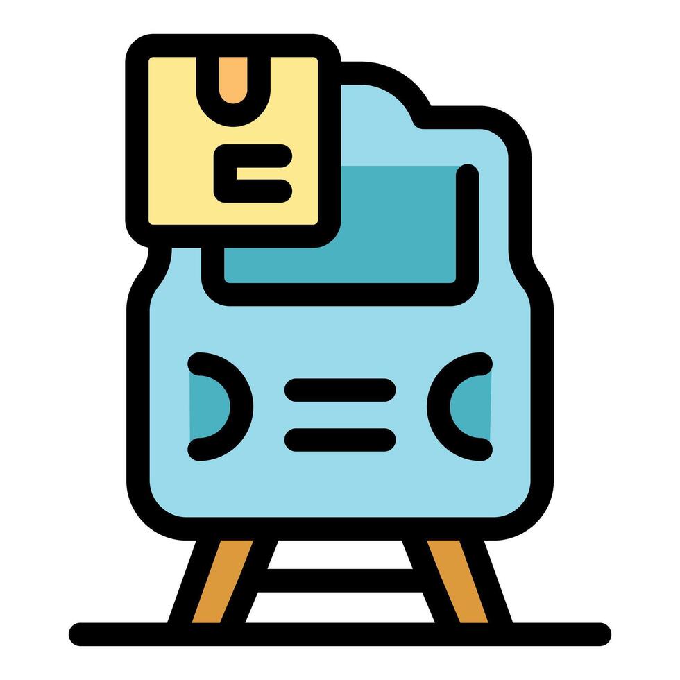 Train carrying parcel box, fast delivery and logistics icon vector