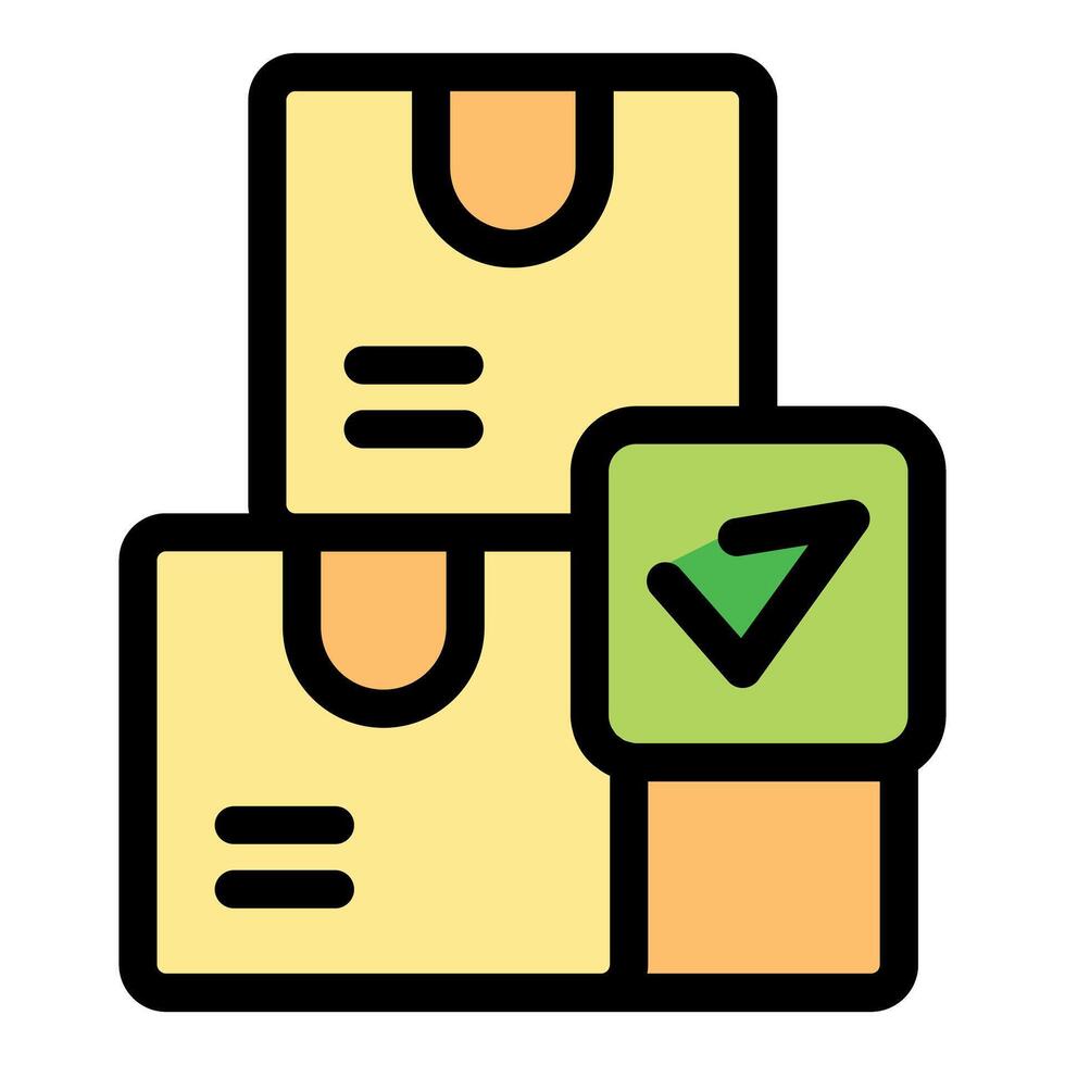 Inventory management ensuring quality control with checked boxes representing successful delivery and shipment vector