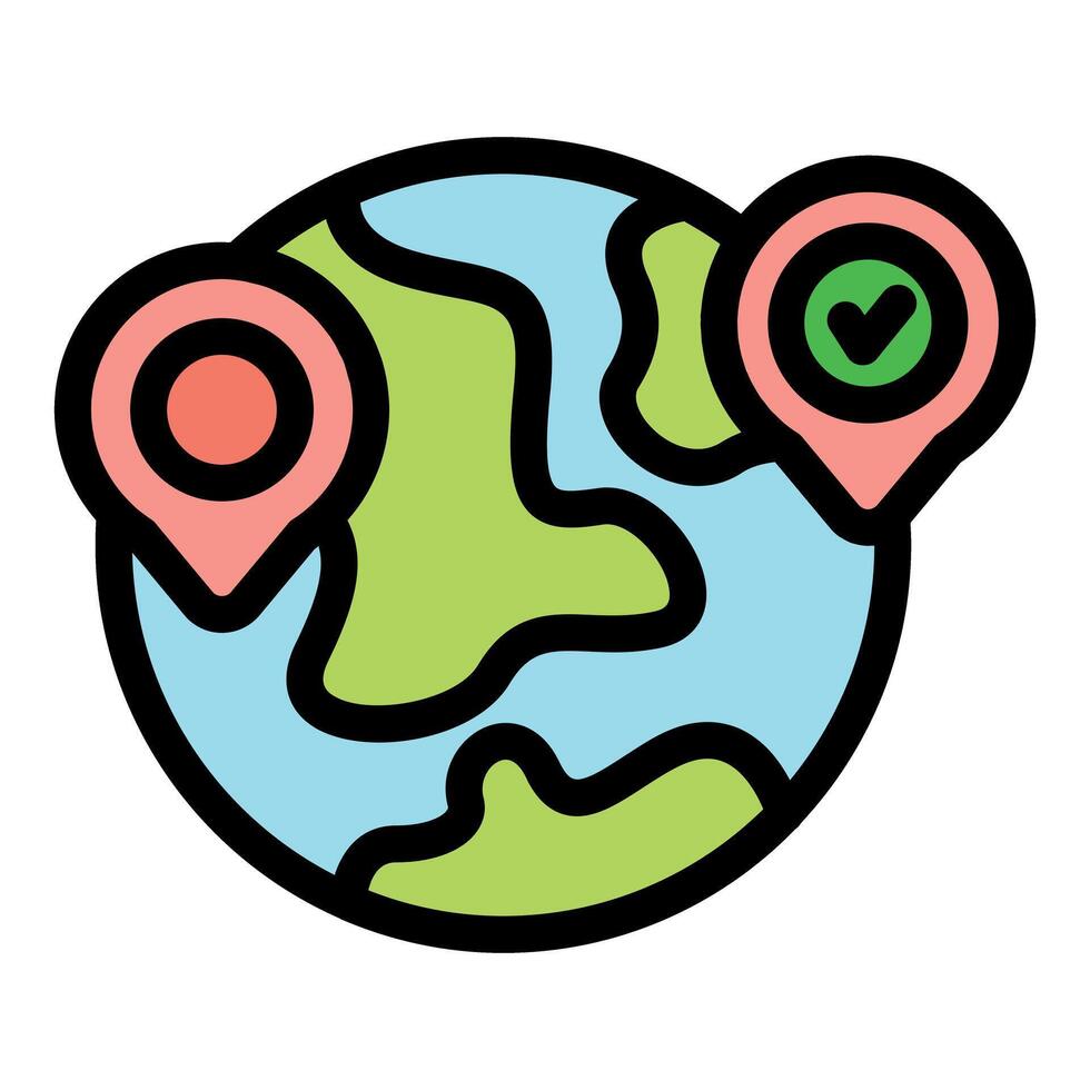 Global positioning system marking locations on planet earth vector