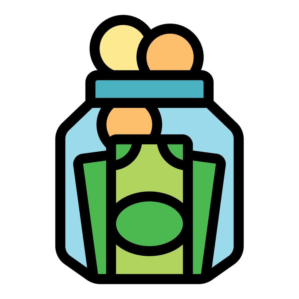 Saving money in glass jar with coins and banknotes vector