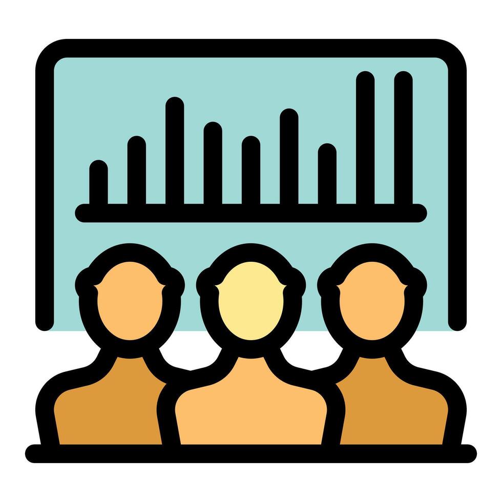 Business people watching growing bar chart on projection screen vector