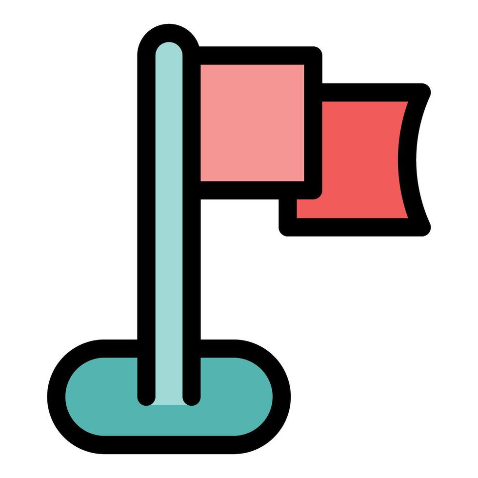 Pink and red flag waving on a teal stand, achievement and success symbol vector