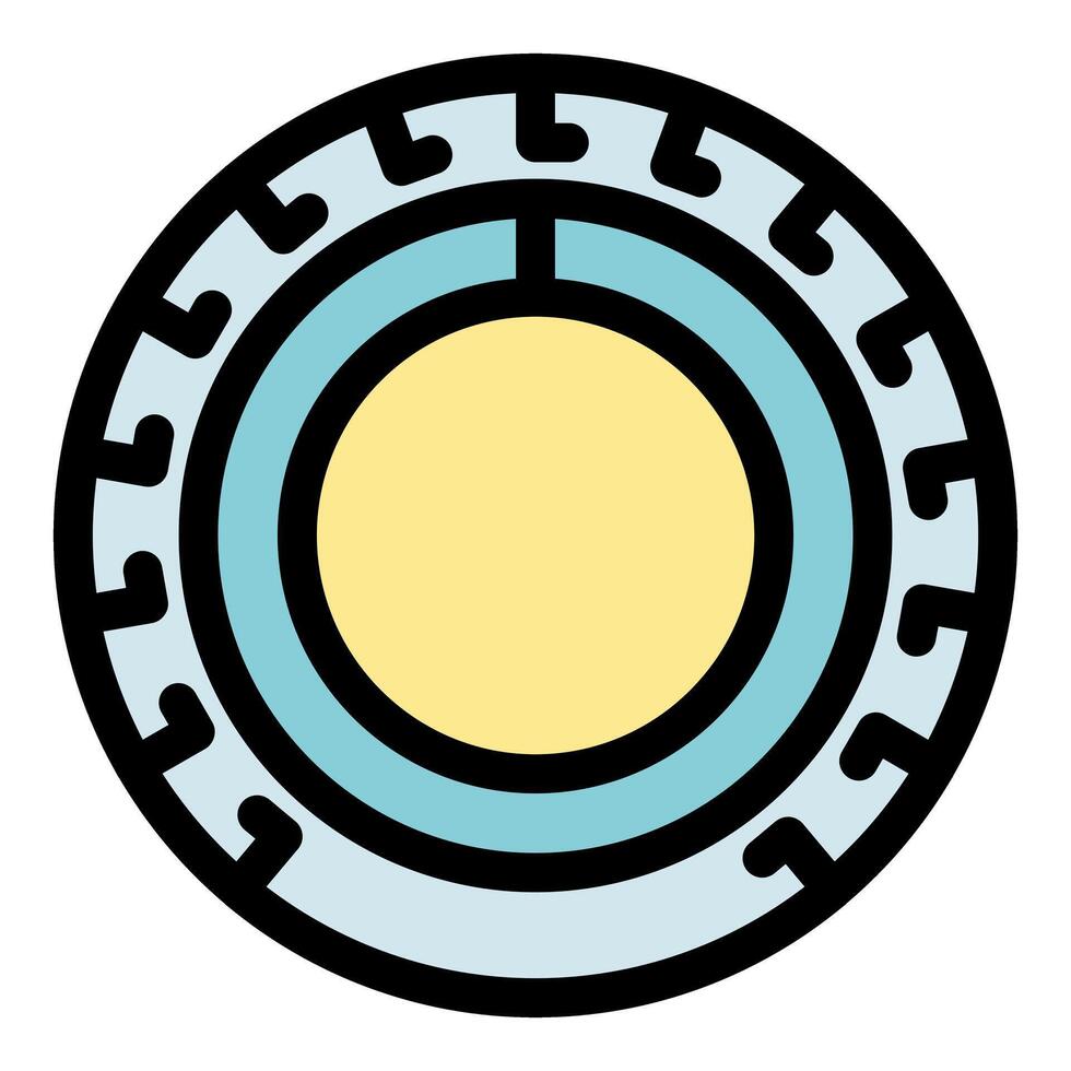 Futuristic round device with concentric circles and notches displaying technological advancement vector
