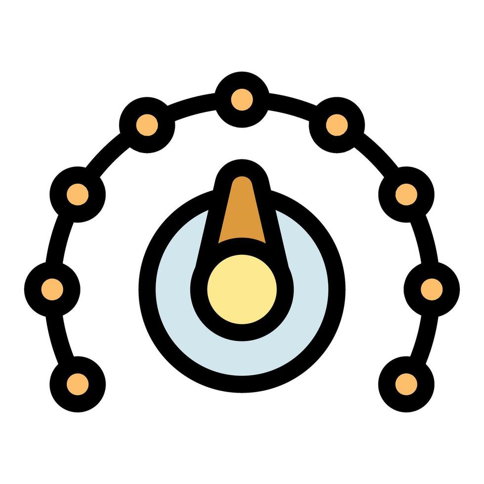 Control knob rotating showing maximum level setting, volume control or power button vector