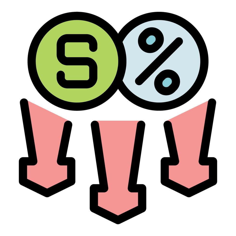 Sales percentage decreasing representing financial loss icon vector