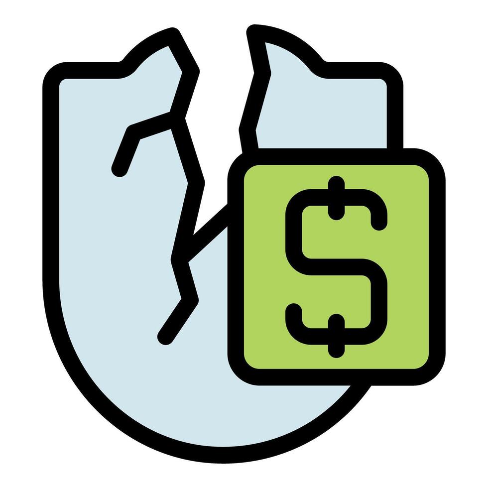 Broken piggy bank showing dollar sign representing savings loss vector