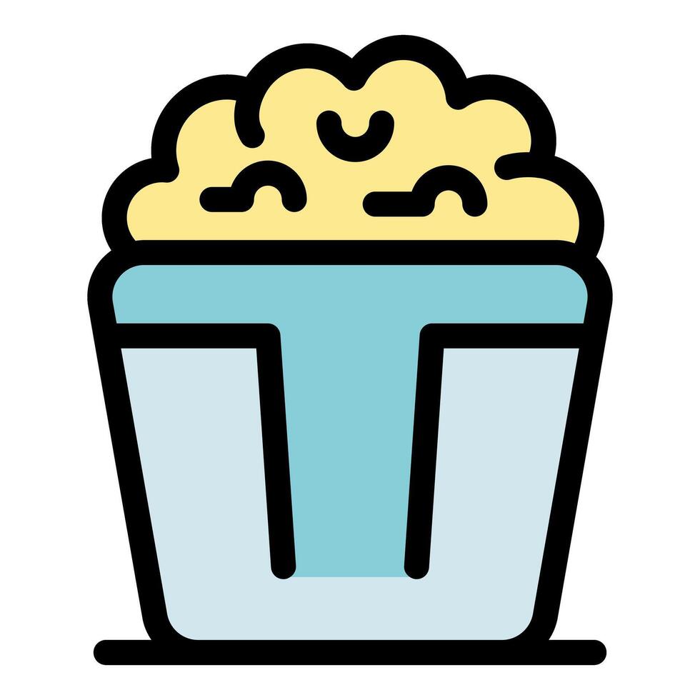 Overflowing popcorn bucket ready for movie watching vector
