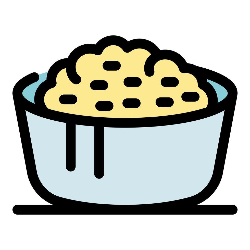 Tasty macaroni and cheese in a blue bowl vector