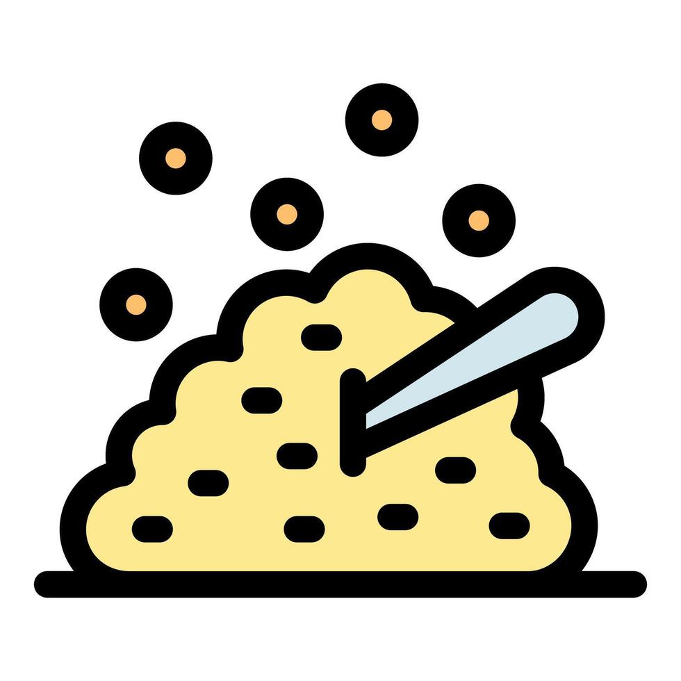 Spoon stirring heap of powdered ingredients vector