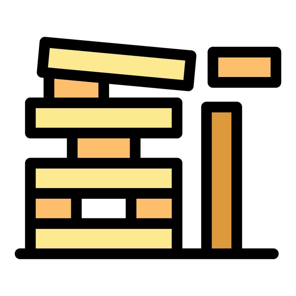 Stacked wooden blocks in unstable arrangement vector