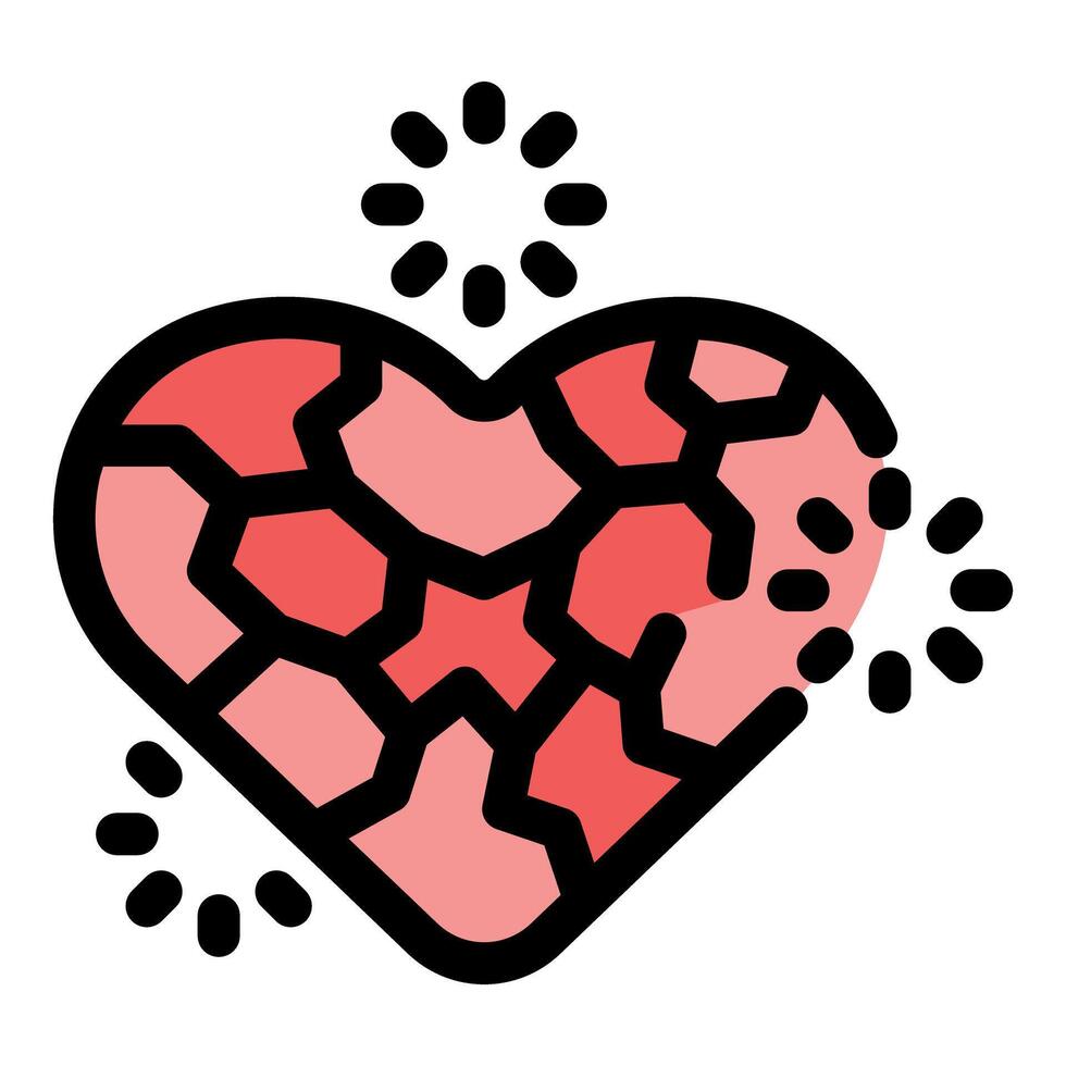 Cracked heart symbolizing emotional fragility vector