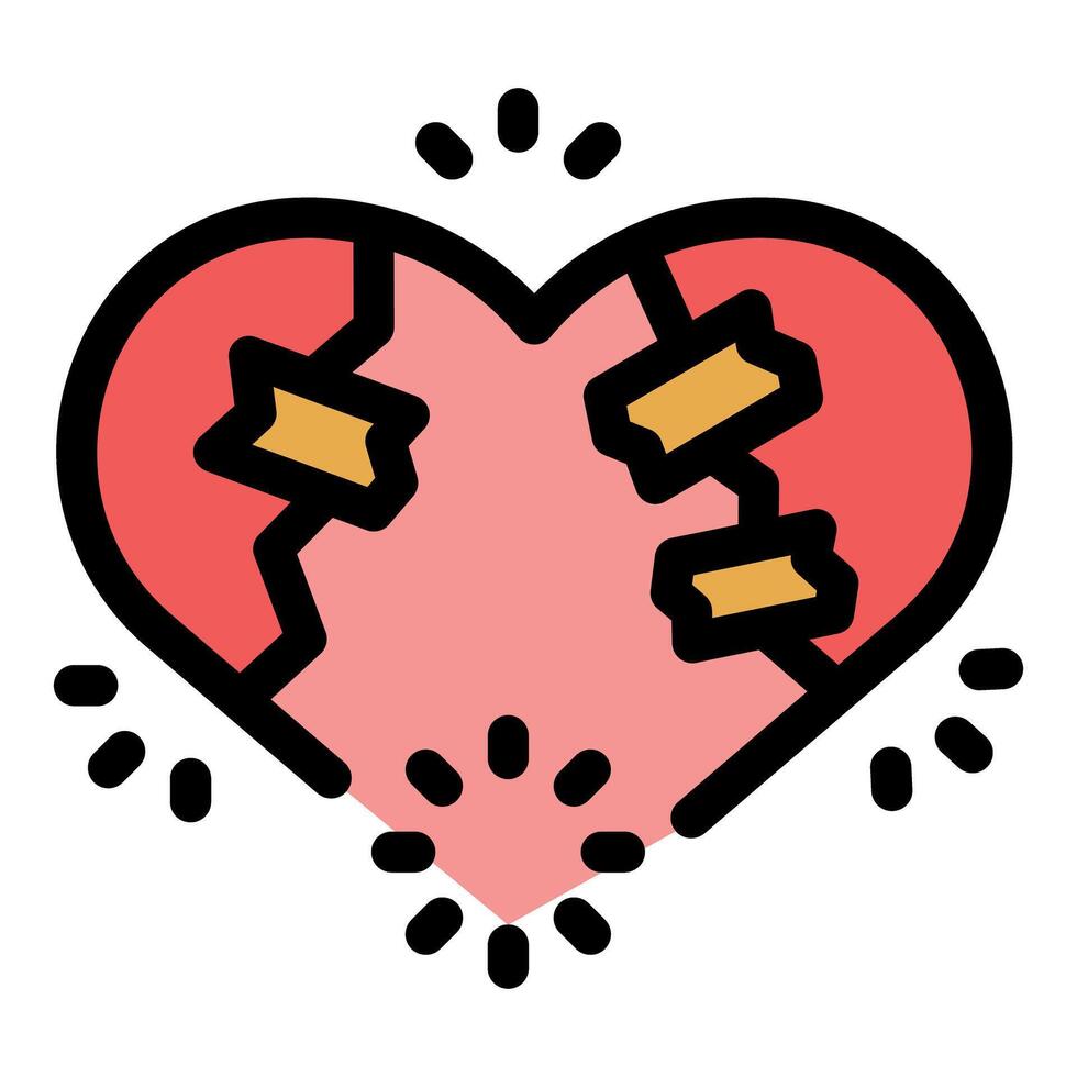 Broken heart with bandages symbolizing healing process vector