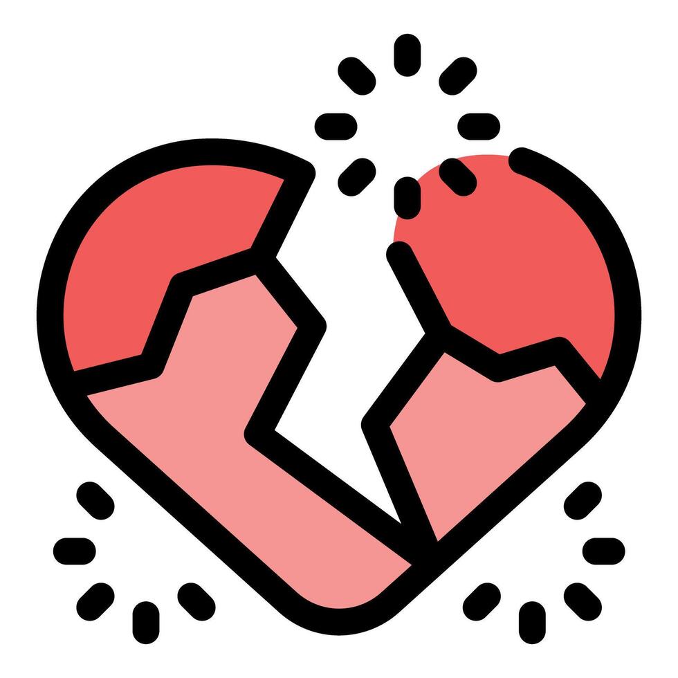 Broken heart splitting into two halves, symbolizing romantic breakup vector