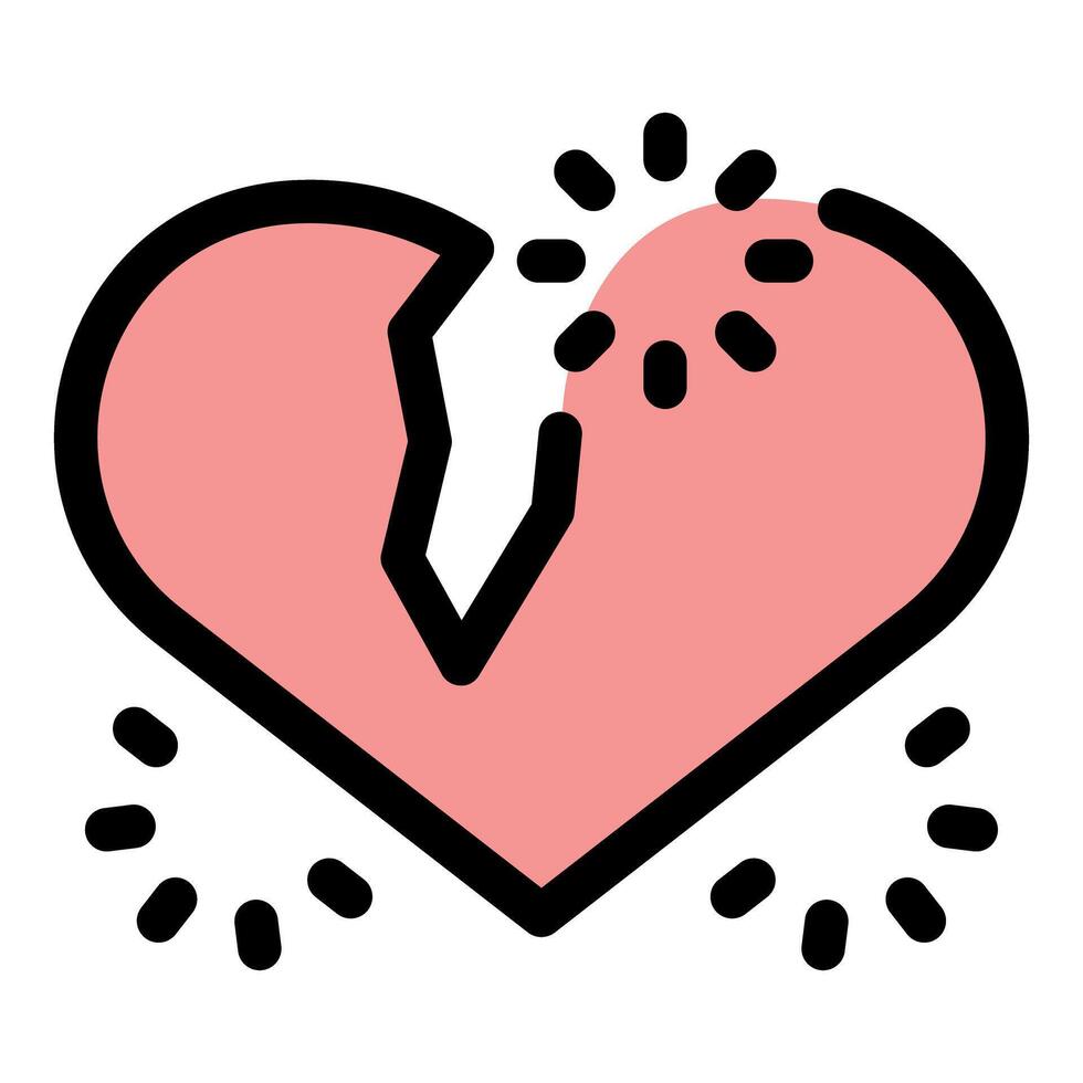 Broken heart splitting with sparks flying, representing heartbreak and sadness vector
