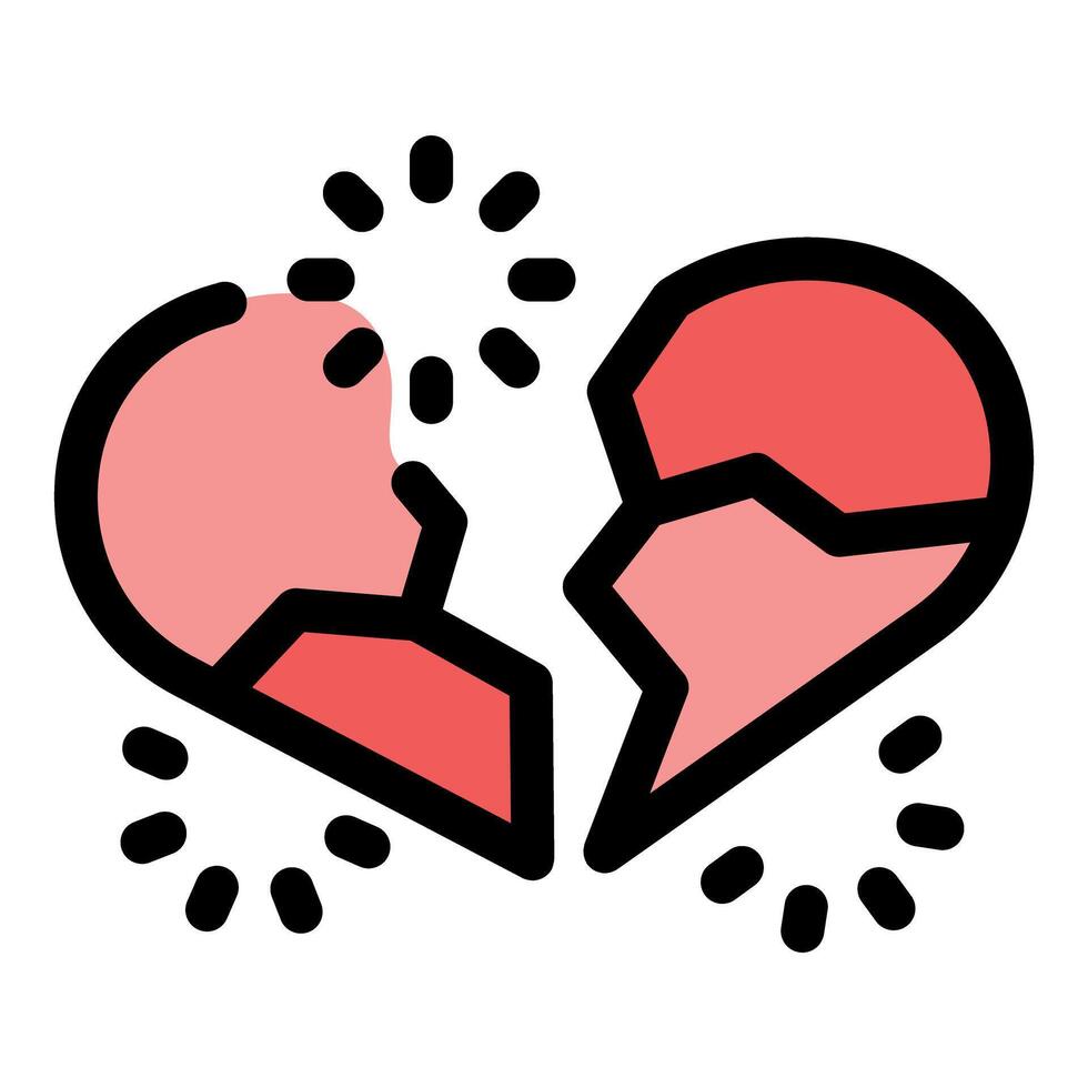Broken heart splitting into pieces, expressing sadness and heartbreak vector