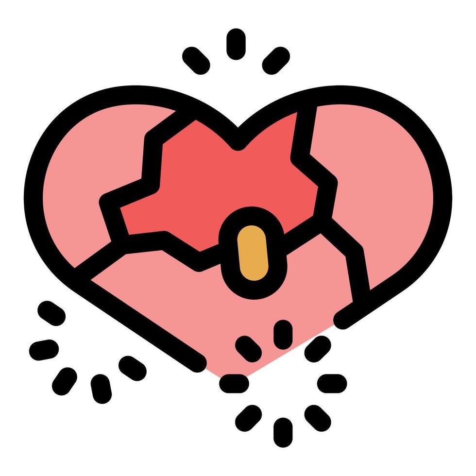 Broken heart falling apart with bandage symbolizing sadness and pain vector