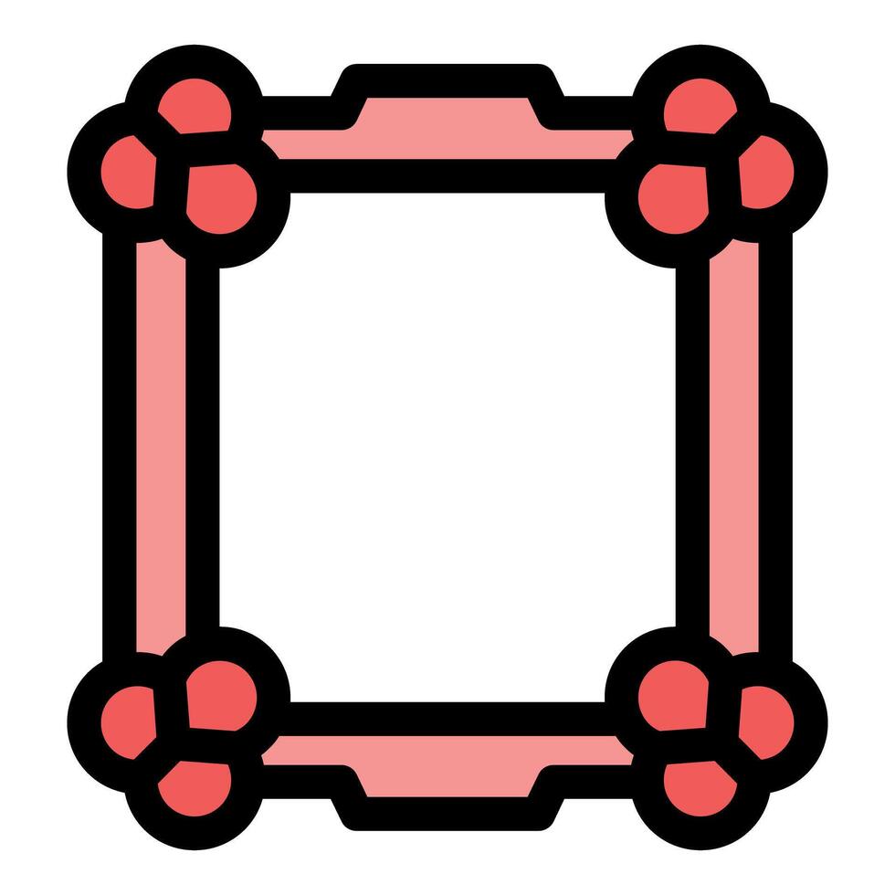 Decorative square frame with red floral accents vector
