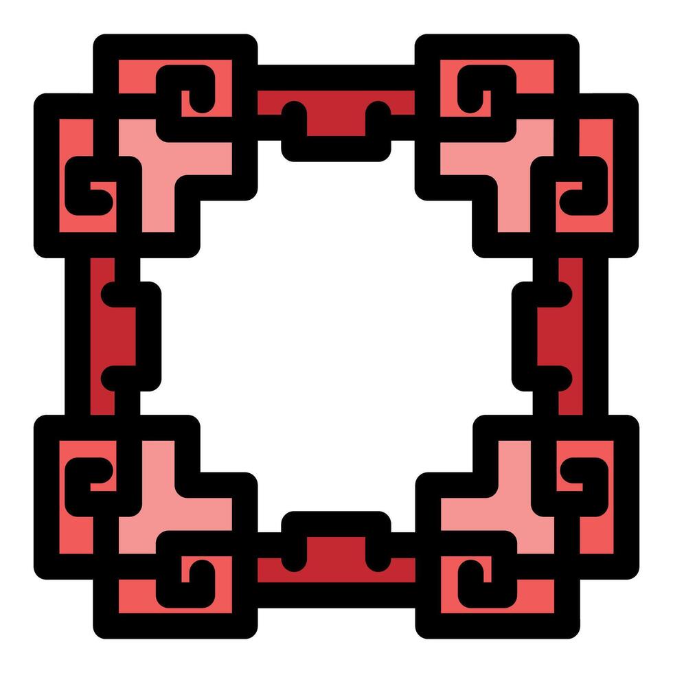 Red pixel art square frame with interlocking design vector