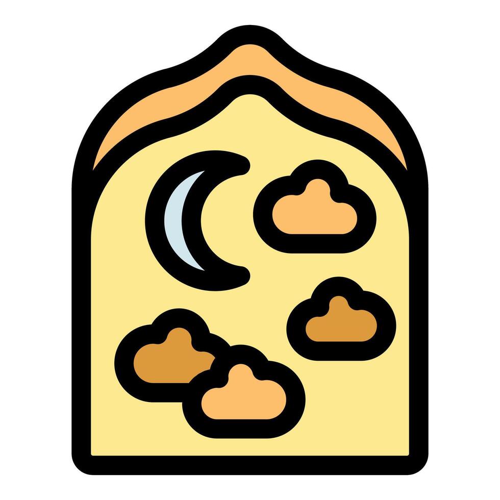 Cartoon style night sky with moon and clouds vector