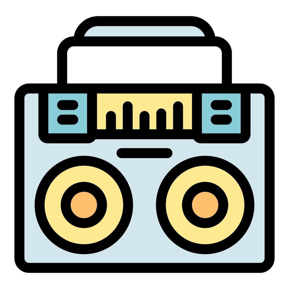 Portable stereo cassette player broadcasting music with radio tuner and equalizer vector