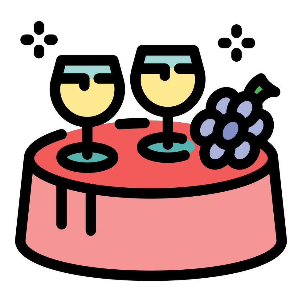 Romantic table setting with two wine glasses and grapes celebrating special occasion vector