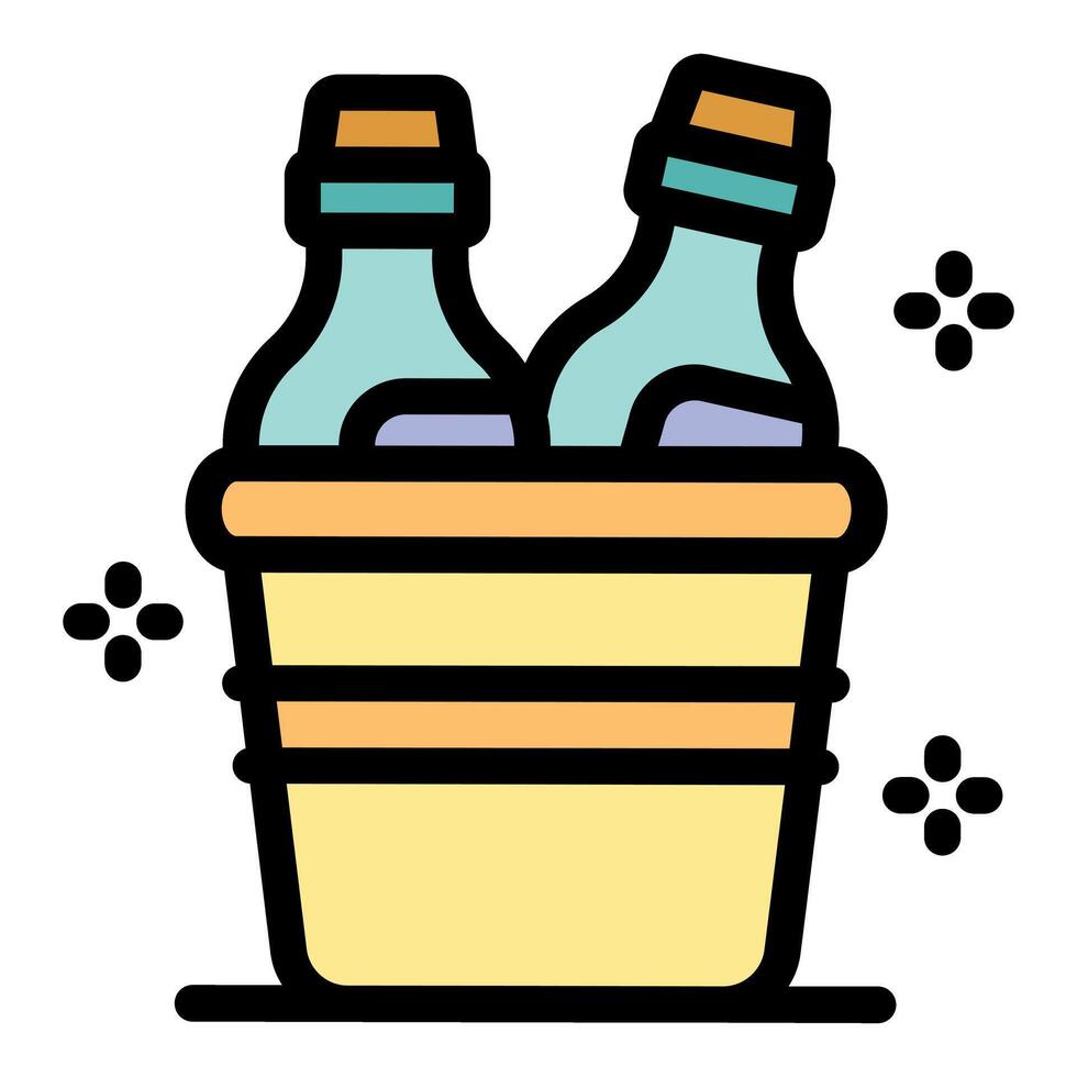 Refreshing beverages chilling in ice bucket vector