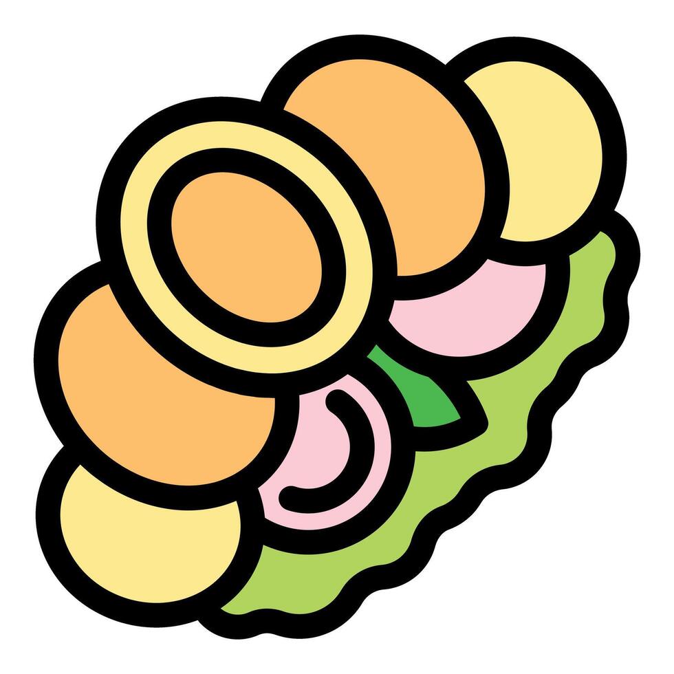 Colorful cartoon sandwich with various toppings vector