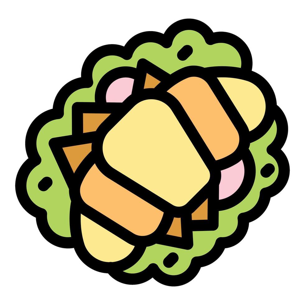 Delicious croissant sandwich with fresh ingredients vector