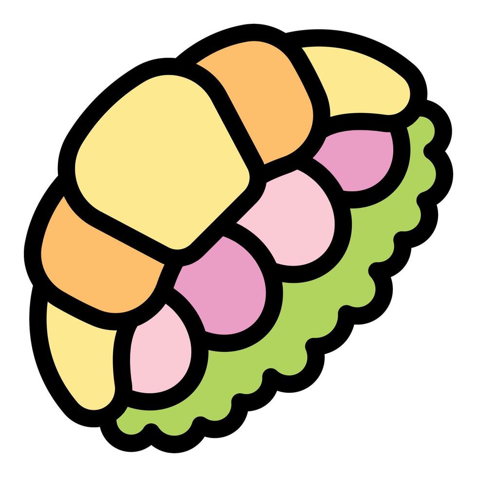 Colorful cartoon croissant with pastel filling vector