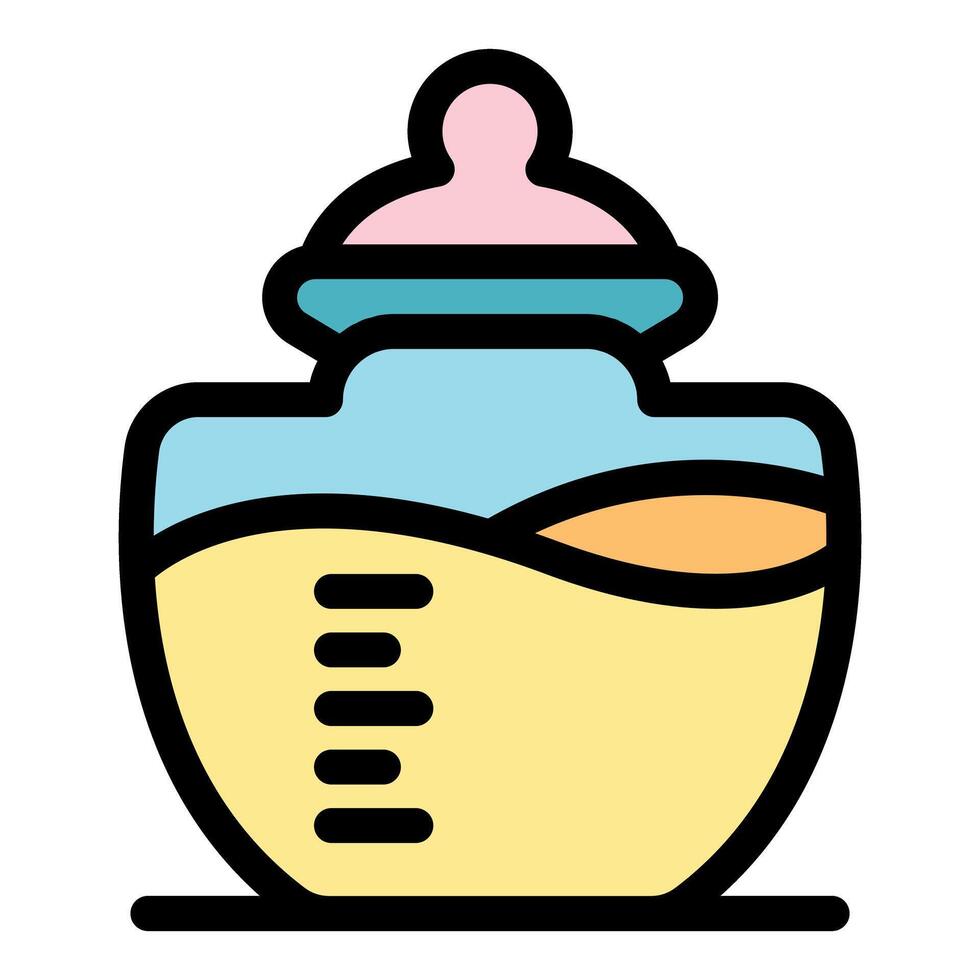 Baby bottle filled with milk or formula and showing measurement lines vector