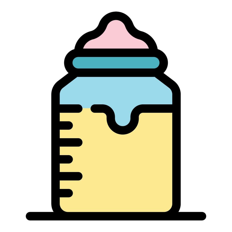 Baby bottle icon with milk and measurement marks for infant feeding vector