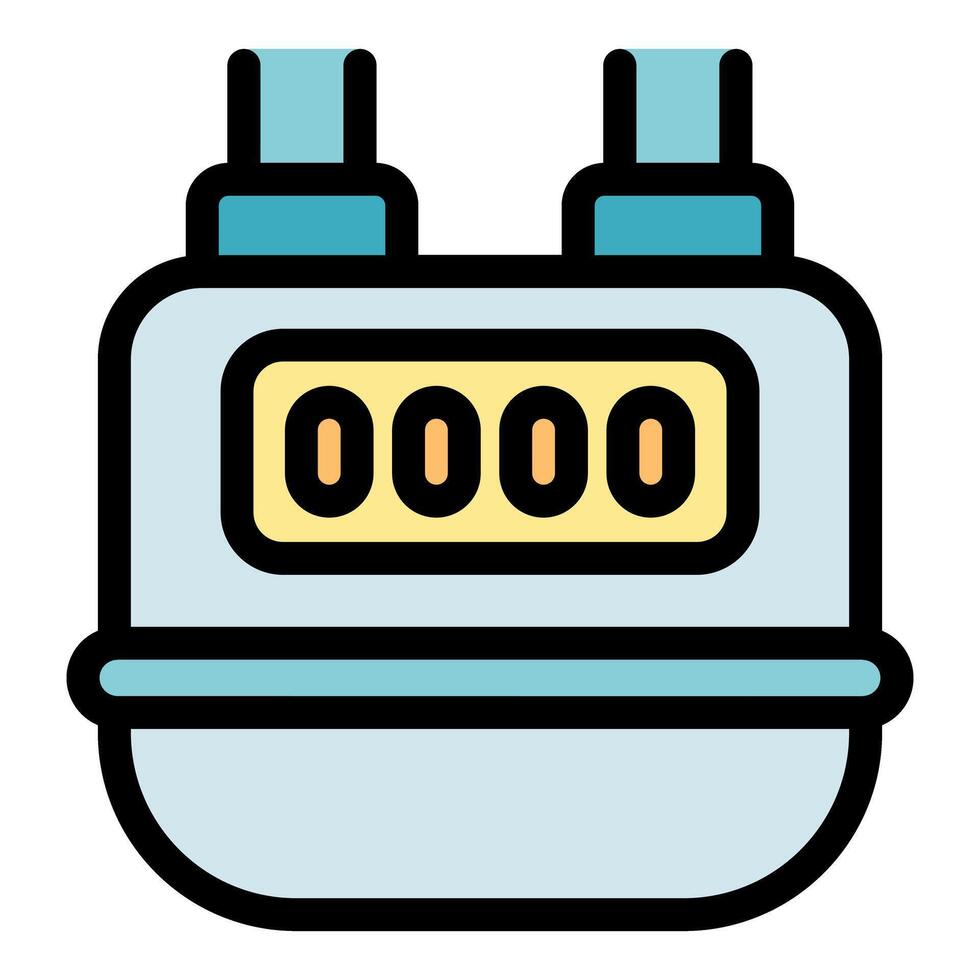 Gas meter measuring natural gas consumption with pipes and displaying zero consumption vector