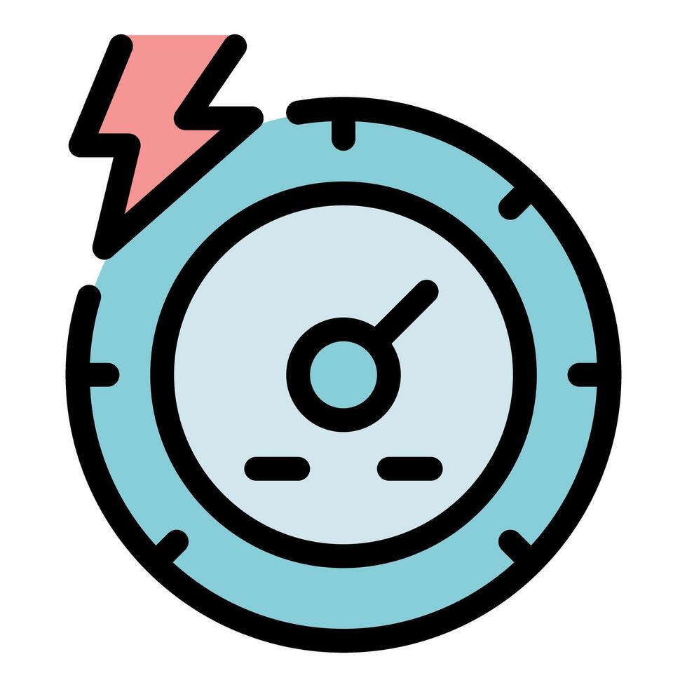 Speedometer with lightning bolt indicating high energy vector