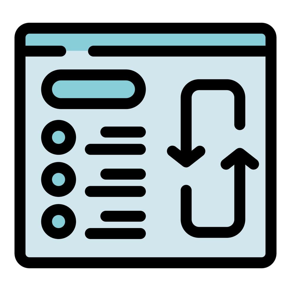 Website page displaying data exchange with arrows indicating upload and download vector