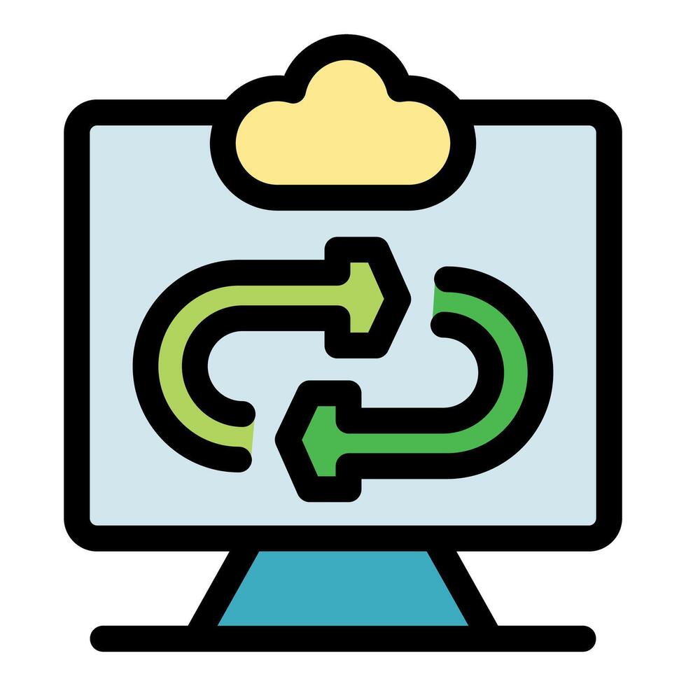 Cloud computing concept with arrows on monitor vector
