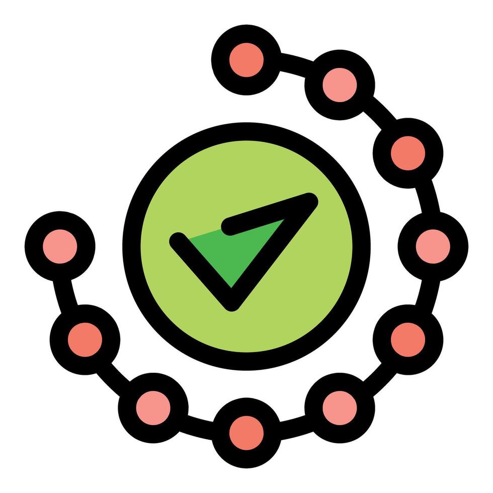 Green circle with arrow surrounded by dotted line vector