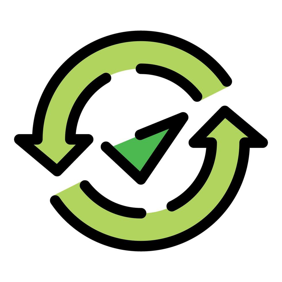 Green recycling symbol with circular arrows vector
