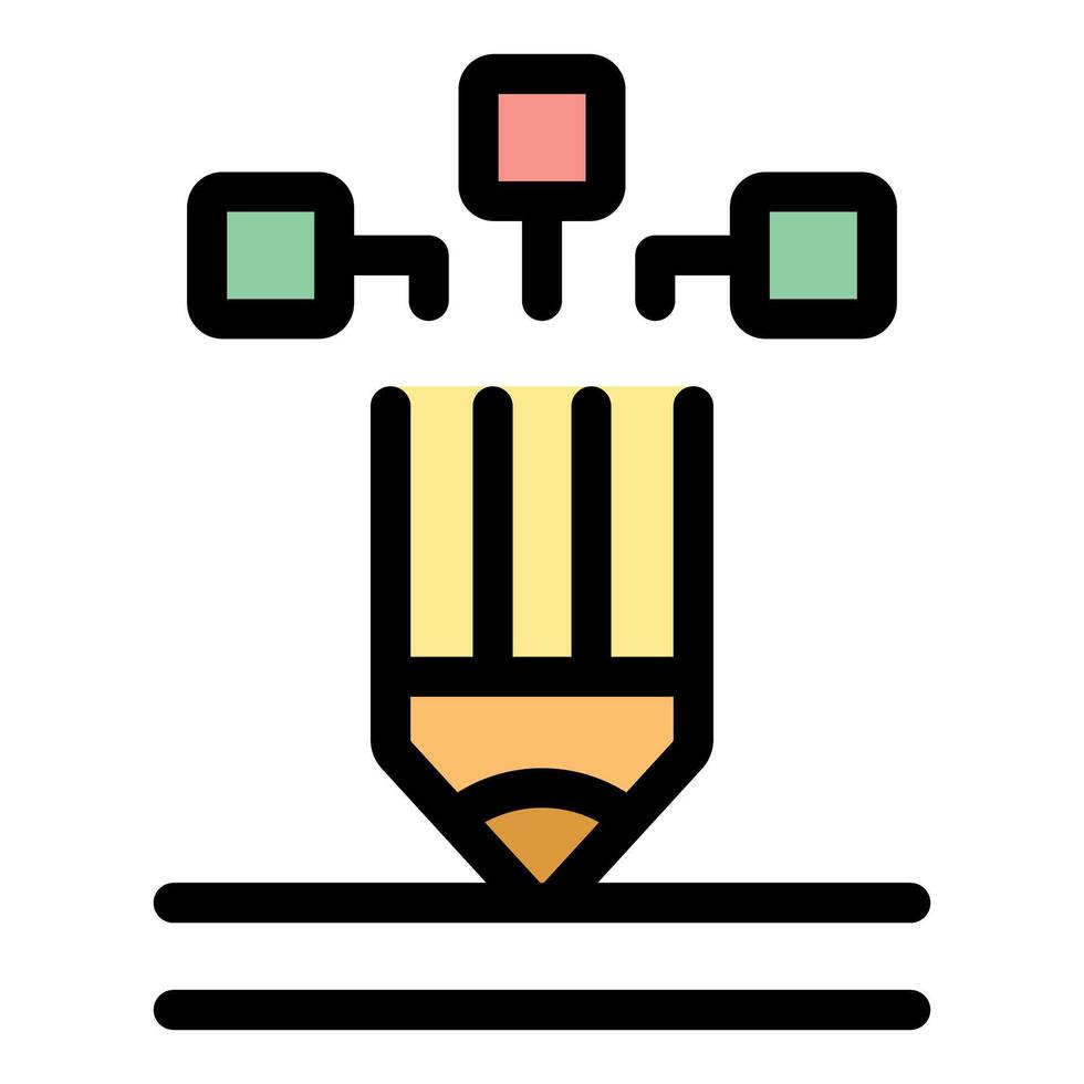 Pencil drawing lines and connecting squares, representing creative thinking vector