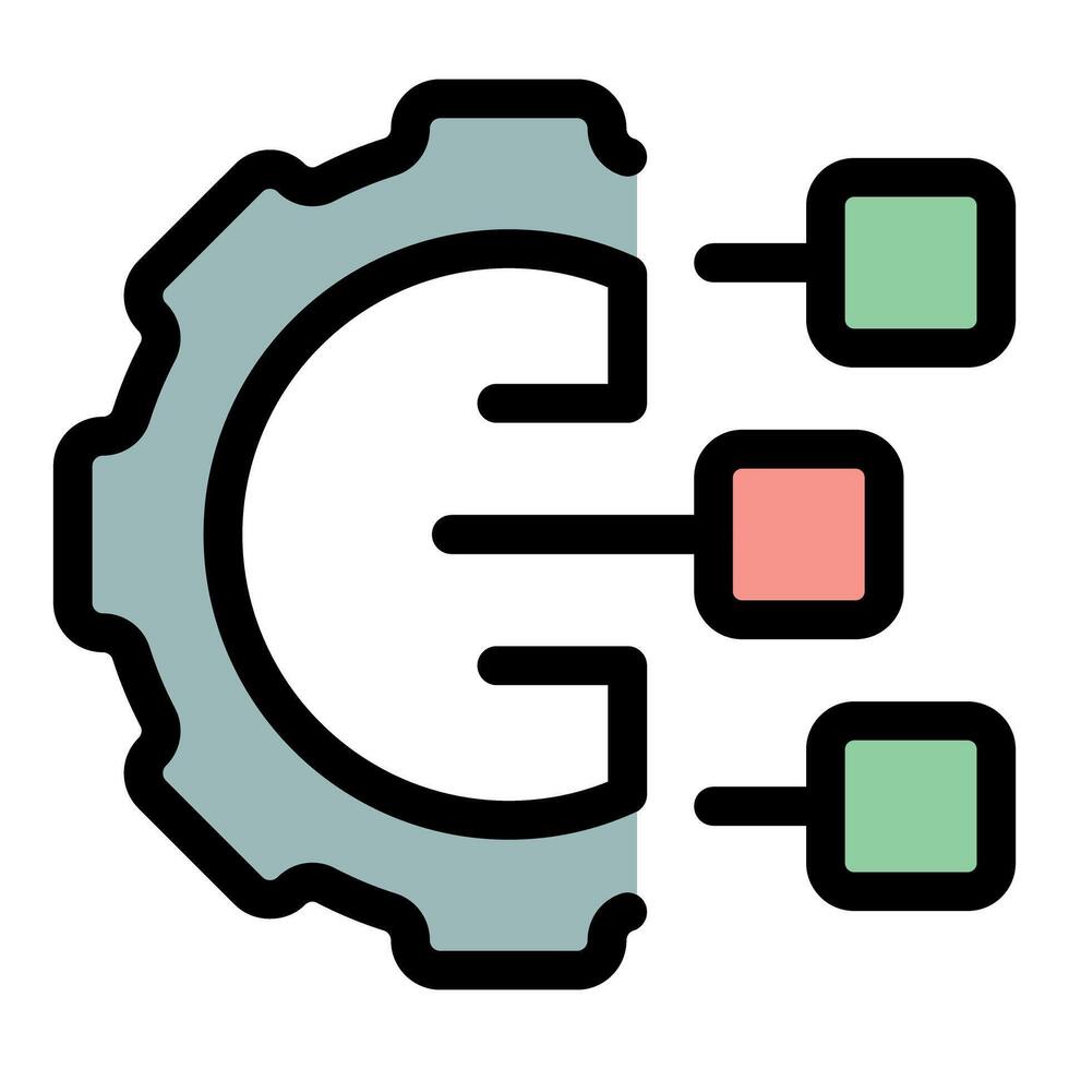 Gear connecting to multiple data points representing automation and integration vector