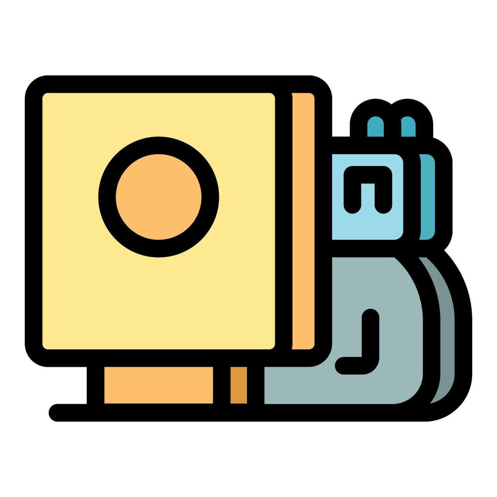 Portable external hard drive connecting to laptop through usb cable vector