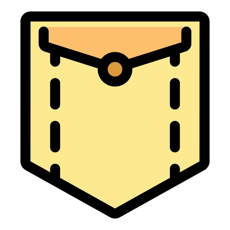 Yellow stitched pocket icon with button design vector