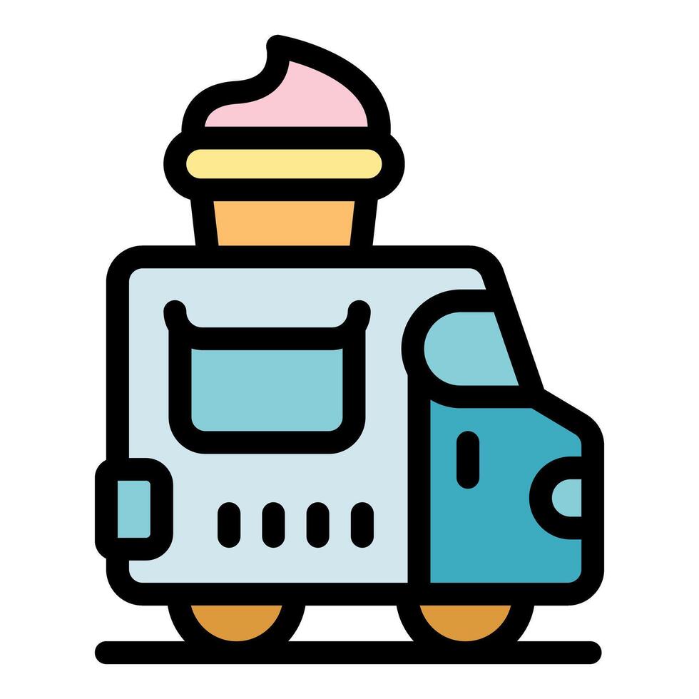 Ice cream food truck offering delicious frozen treats on a summer day vector