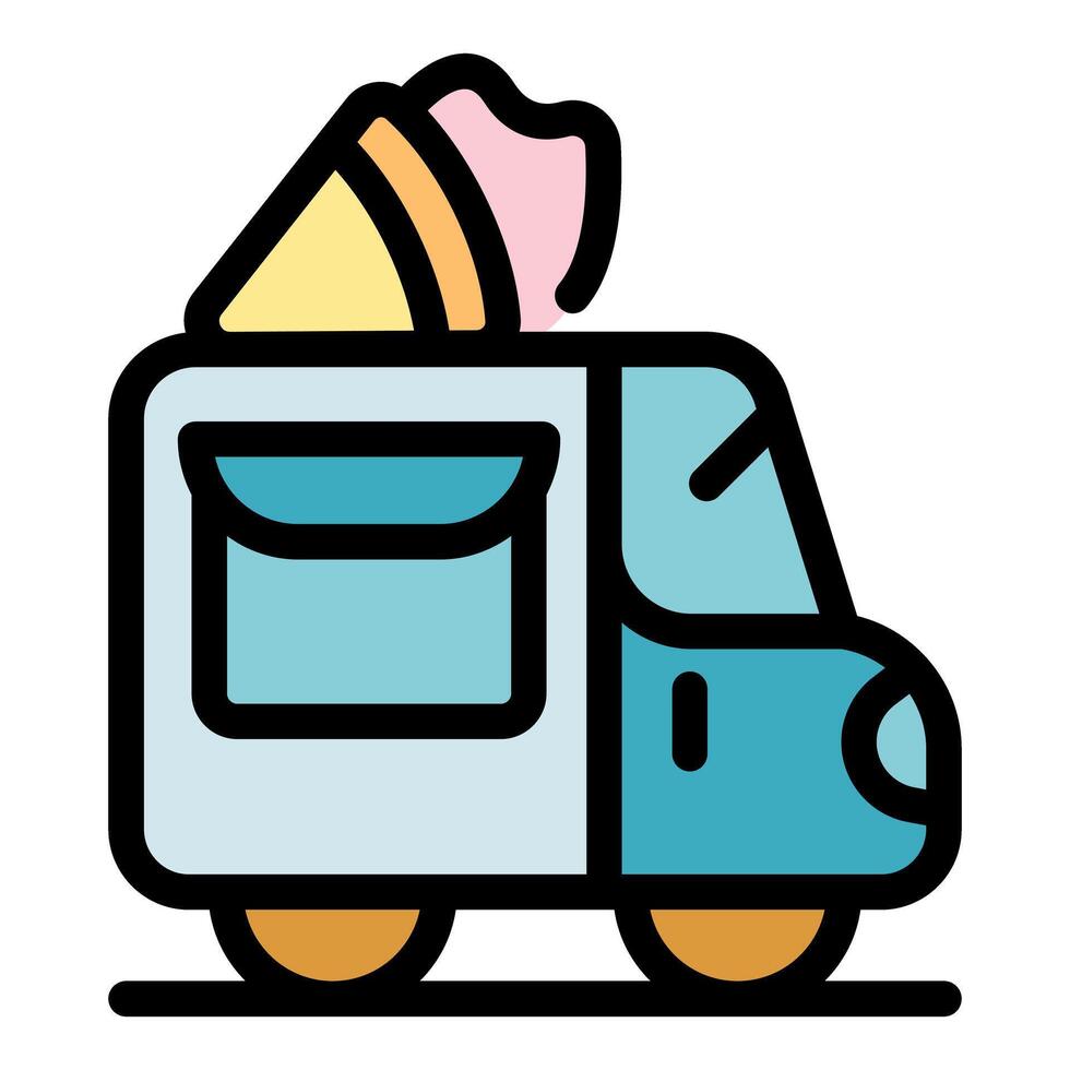 Colorful ice cream truck illustration with cone vector