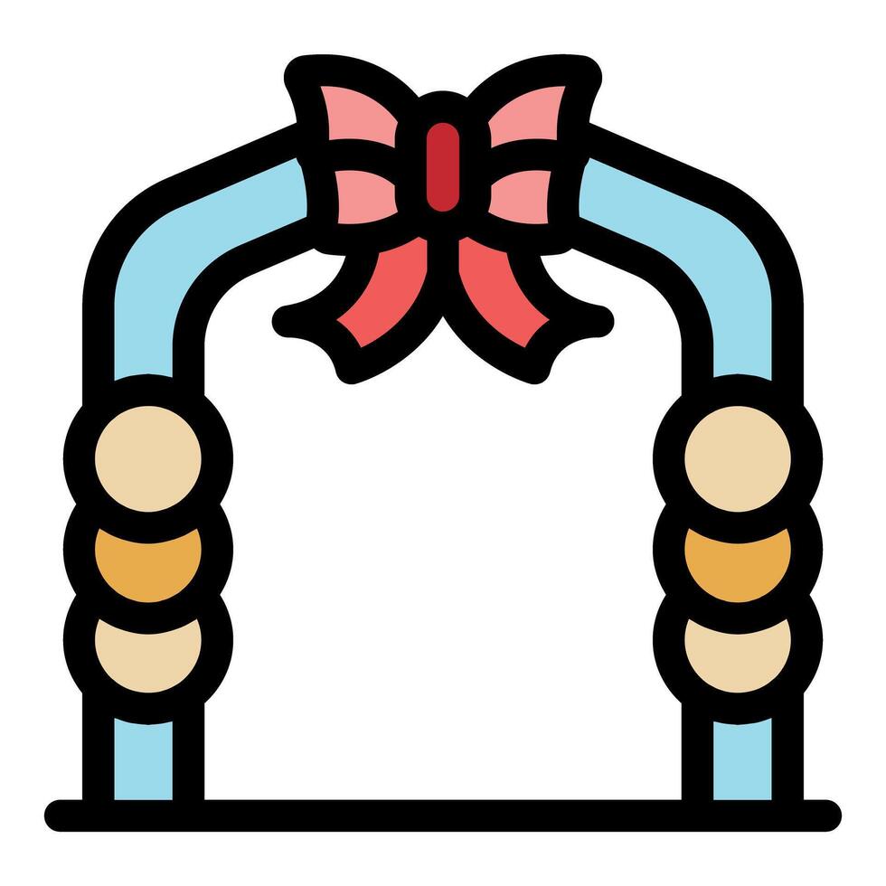 Decorative archway with colorful ribbon and ornaments vector
