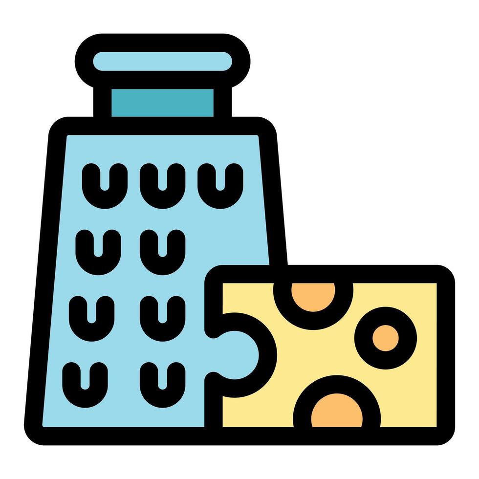 Grater preparing block of cheese for delicious dishes vector