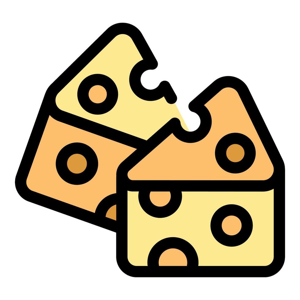 Two cartoon cheese slices with distinctive holes vector