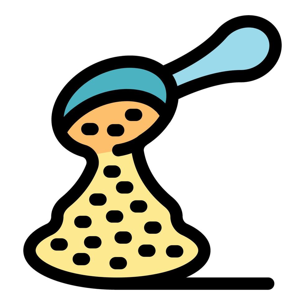 Spoon pouring ground pepper or spice on a pile vector