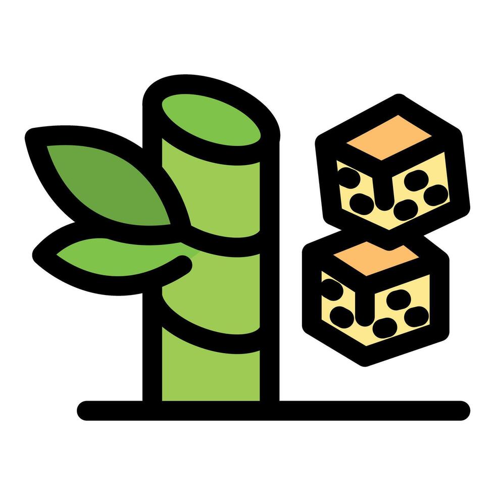 Bamboo plant and rolling dice, gambling addiction concept vector